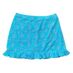 G Lifestyle Blue Turquoise Mini Active Skirt Ruffled Hem Built-In Shorts Size S